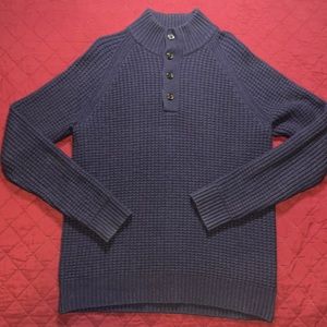 Gap Lambswool Button Front Mock Neck Navy Blue Sweater Size XL